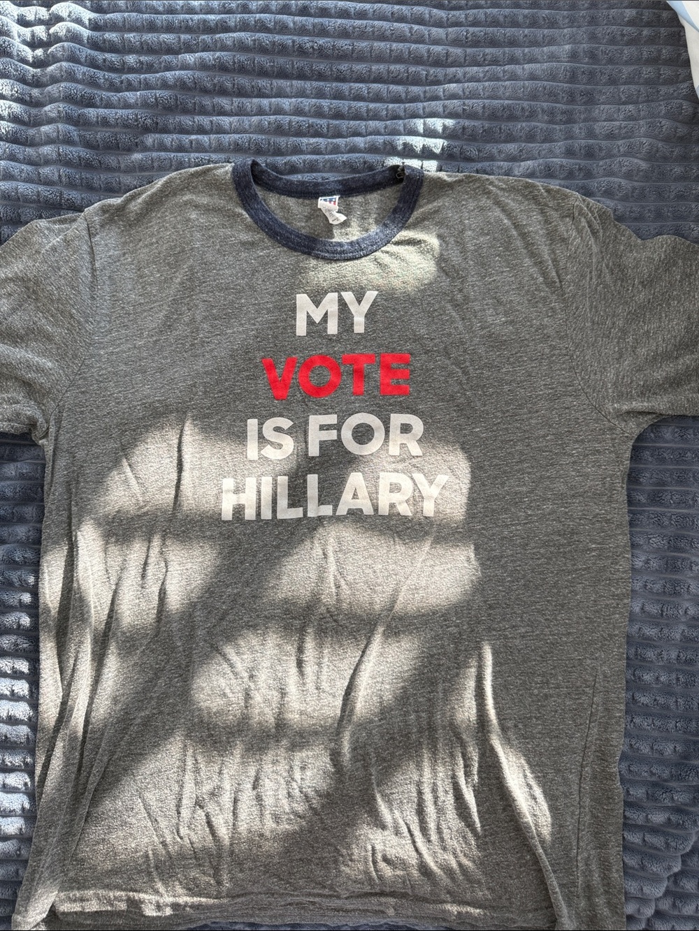 Unisex Gray Graphic Tee with Red Accent - Political Slogan